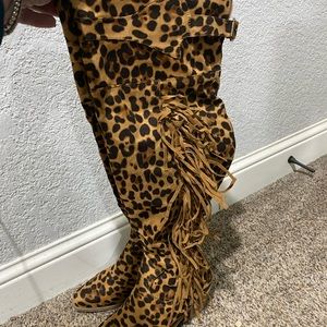 Leopard Knee High Boots